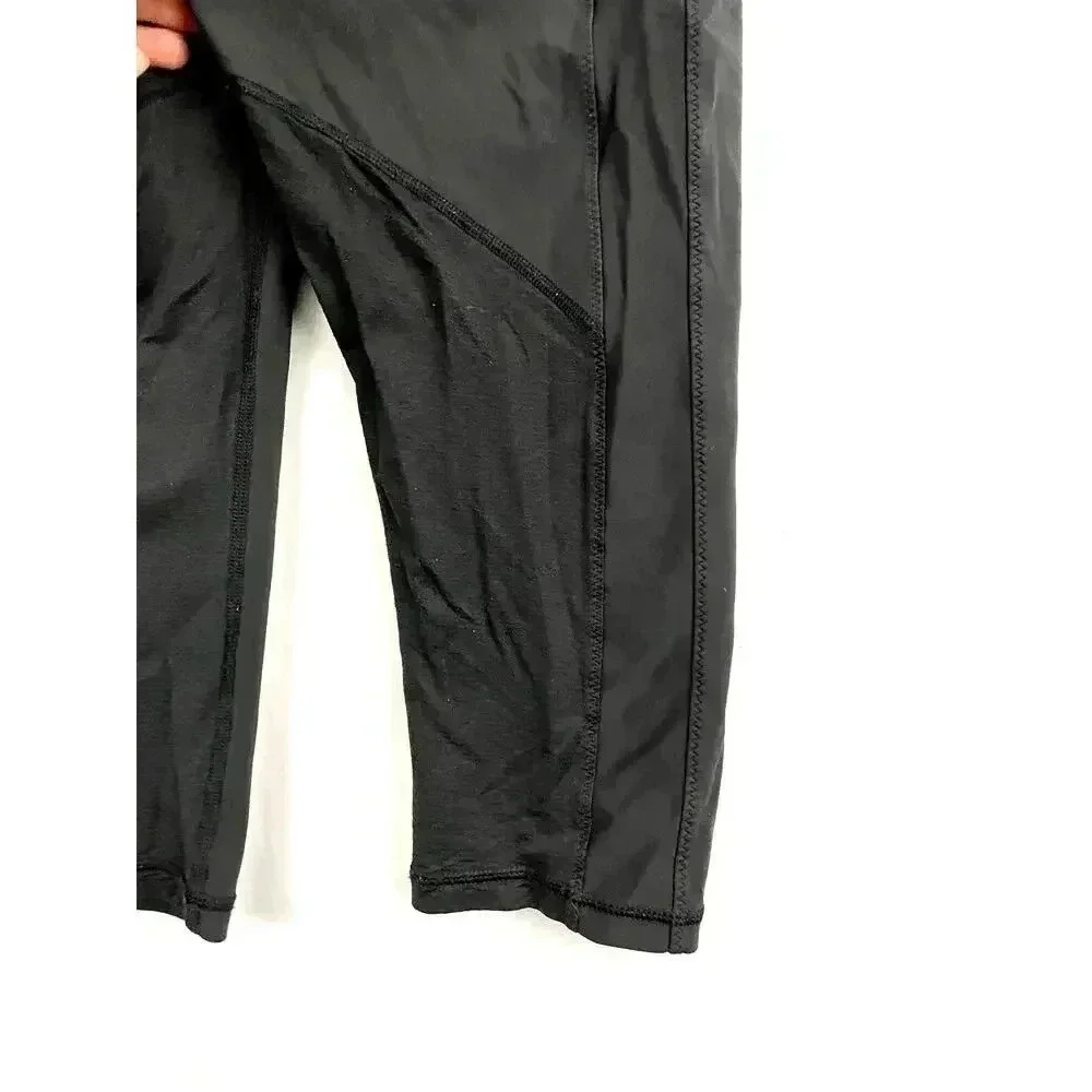 Lululemon Black Capri Leggings‎ Womens Sz 6 Dual Back Pockets Low Rise